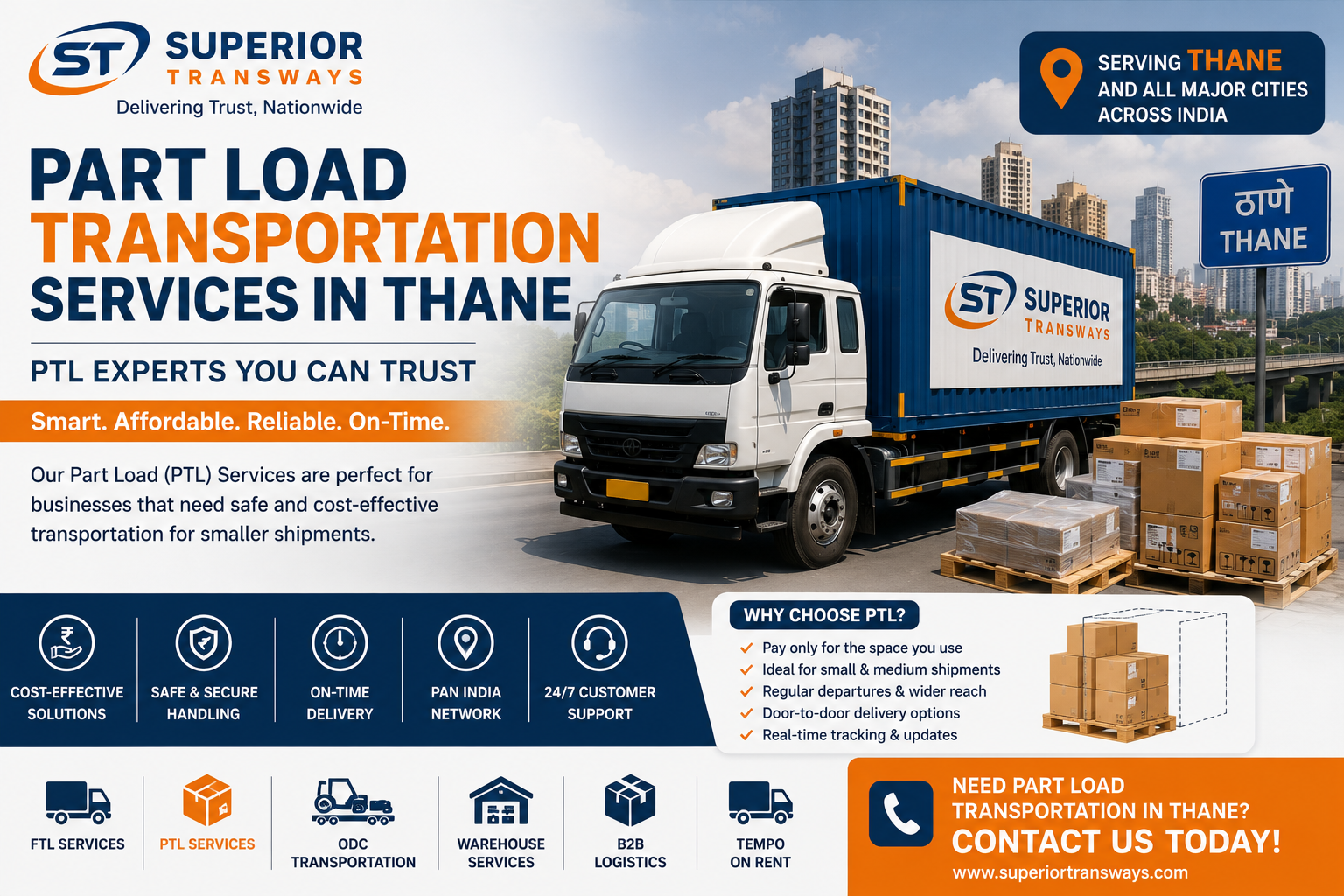 Part Load Transportation Services in Thane | PTL Experts